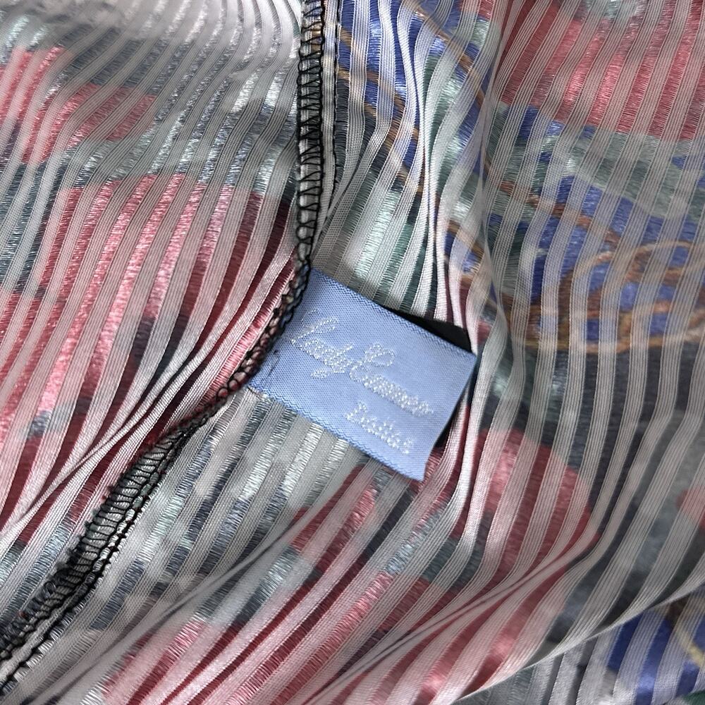 Vintage Lady Cameo Dallas Lingerie Robe Size Plus Stripes Chain Scarf Print Glam - Picture 7 of 8